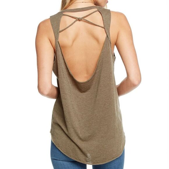 Chaser Vintage Jersey Knotted Drape Back Shirttail Tank Relaxed Medium - Picture 8 of 8